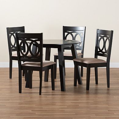 Baxton Studio Louisa 5-Piece Dining Set with Upholstered Chairs