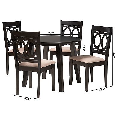 Baxton Studio Louisa 5-Piece Dining Set with Upholstered Chairs