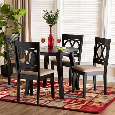 Baxton Studio Louisa 5-Piece Dining Set with Upholstered Chairs
