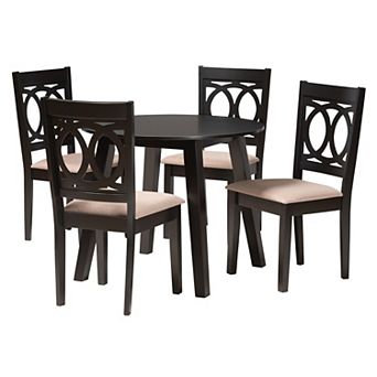 Baxton Studio Louisa 5 pc Dining Set with Upholstered Chairs