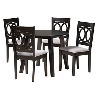 Baxton Studio Louisa 5 pc Dining Set with Upholstered Chairs