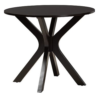Baxton Studio Maya 5-Piece Dining Set with Round Table and Upholstered Chairs