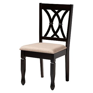 Baxton Studio Maya 5-Piece Dining Set with Round Table and Upholstered Chairs