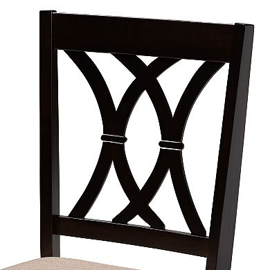 Baxton Studio Maya 5-Piece Dining Set with Round Table and Upholstered Chairs