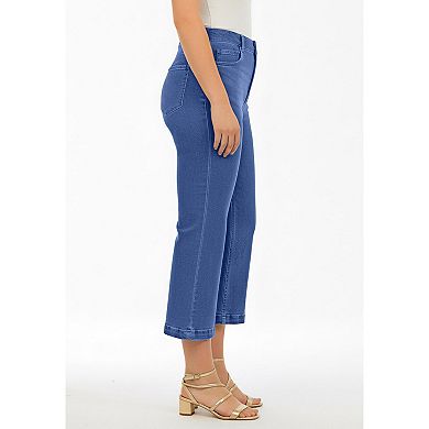 Roaman's Women's Plus Size Classic Stretch High-Rise Kick-Flare Cropped Jean