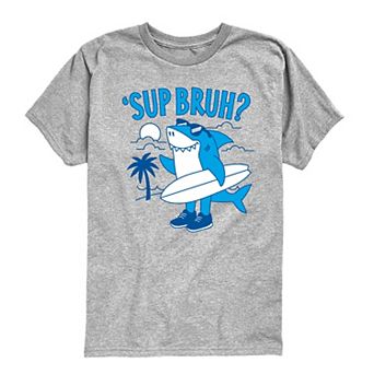 Boys 8-20 "Sup Bruh?" Surfing Shark Graphic Tee