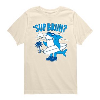 Boys 8-20 "Sup Bruh?" Surfing Shark Graphic Tee