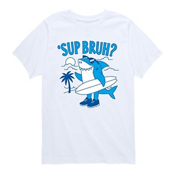 Boys 8-20 "Sup Bruh?" Surfing Shark Graphic Tee