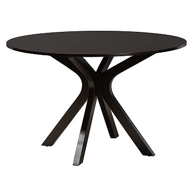 Baxton Studio Maya 7-Piece Dining Set with Round Table & Cross-Back Chairs