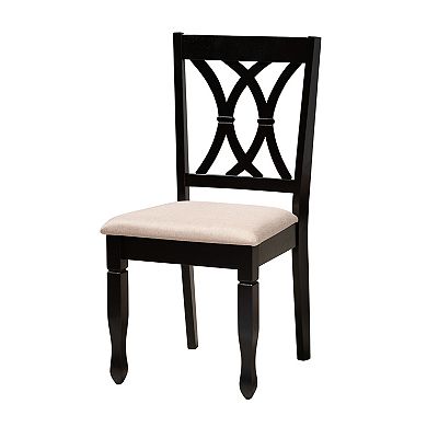 Baxton Studio Maya 7-Piece Dining Set with Round Table & Cross-Back Chairs