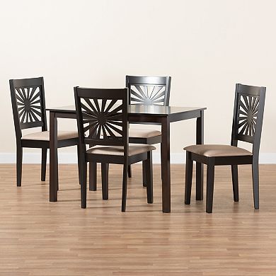 Baxton Studio Olympia 5-Piece Dining Set with Decorative Chair Backs