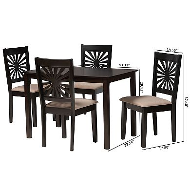 Baxton Studio Olympia 5-Piece Dining Set with Decorative Chair Backs