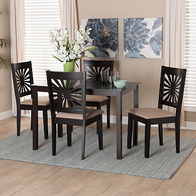 Baxton Studio Olympia 5-Piece Dining Set with Decorative Chair Backs