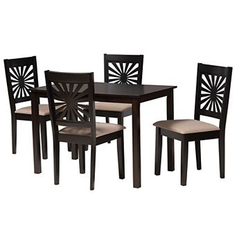 Baxton Studio Olympia 5 pc Dining Set with Decorative Chair Backs