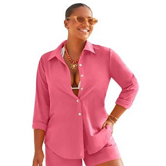 Swimsuits for All Women's Cotton Beach Shirt Cover Up