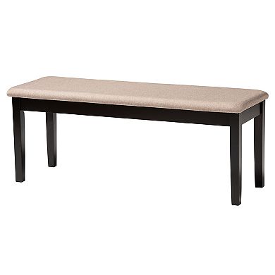 Baxton Studio Olympia 6-Piece Dining Set with Upholstered Chairs and Bench