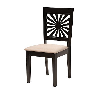 Baxton Studio Olympia 6-Piece Dining Set with Upholstered Chairs and Bench