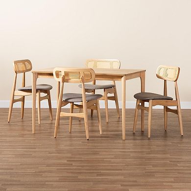 Baxton Studio Tarana 5-Piece Dining Set with Upholstered Chairs