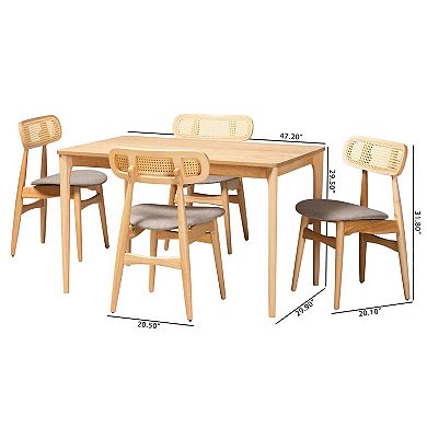 Baxton Studio Tarana 5-Piece Dining Set with Upholstered Chairs