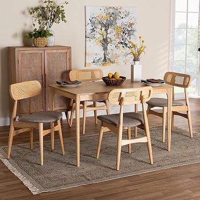 Baxton Studio Tarana 5-Piece Dining Set with Upholstered Chairs