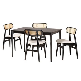 Baxton Studio Tarana 5 pc Dining Set with Upholstered Chairs