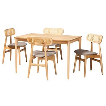 Baxton Studio Tarana 5 pc Dining Set with Upholstered Chairs