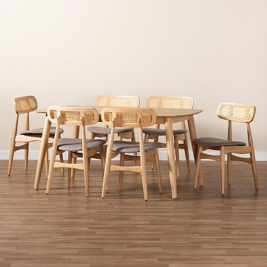 Baxton Studio Tarana 7-Piece Dining Set with Upholstered Chairs