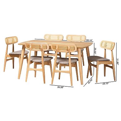 Baxton Studio Tarana 7-Piece Dining Set with Upholstered Chairs