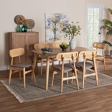 Baxton Studio Tarana 7-Piece Dining Set with Upholstered Chairs