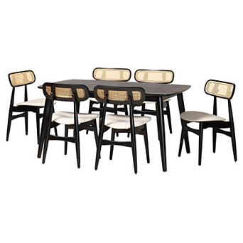 Baxton Studio Tarana 7 pc Dining Set with Upholstered Chairs