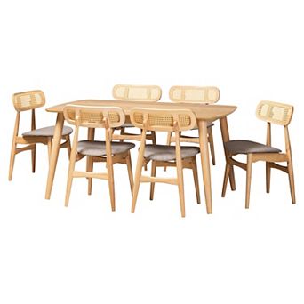 Baxton Studio Tarana 7 pc Dining Set with Upholstered Chairs