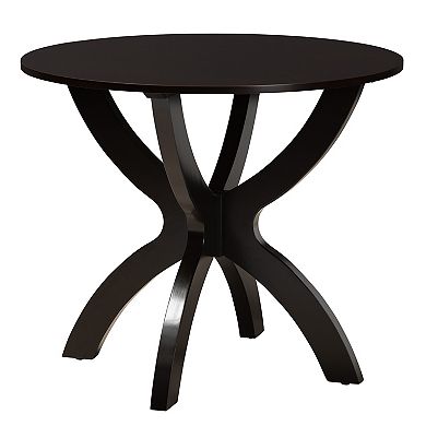 Baxton Studio Velia 5-Piece Dining Set with Round Table and Upholstered Chairs