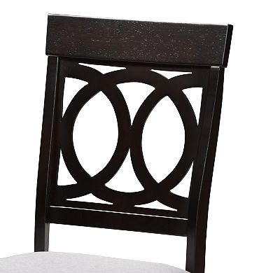 Baxton Studio Velia 5-Piece Dining Set with Round Table and Upholstered Chairs