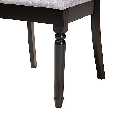 Baxton Studio Velia 5-Piece Dining Set with Round Table and Upholstered Chairs