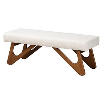 Baxton Studio Rika Upholstered Bench with Wood Legs