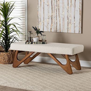 Baxton Studio Rika Upholstered Bench with Wood Legs