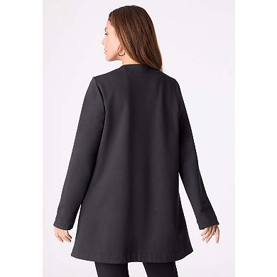 Roaman's Women's Plus Size Ultimate Ponte Drape Collar Jacket