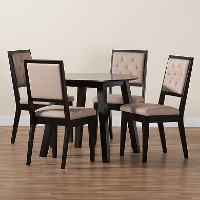 Baxton Studio Alani 5-Piece Dining Set with Upholstered Chairs