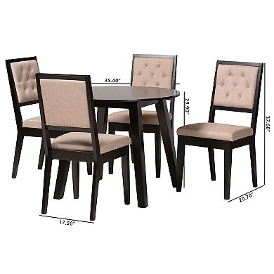 Baxton Studio Alani 5-Piece Dining Set with Upholstered Chairs
