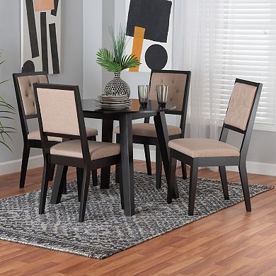 Baxton Studio Alani 5-Piece Dining Set with Upholstered Chairs