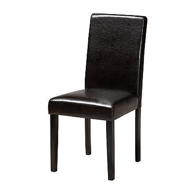 Baxton Studio Bruna 5-Piece Dining Set with Round Table and Upholstered Chairs