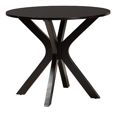 Baxton Studio Asli 5-Piece Dining Set with Round Table and Upholstered Chairs