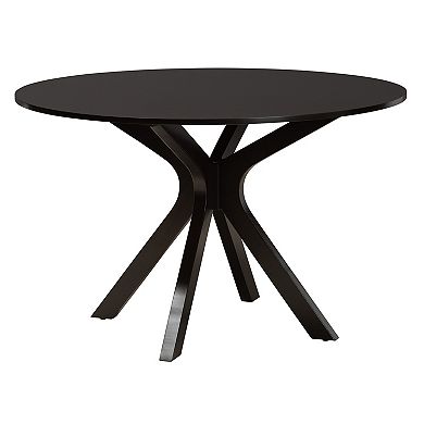 Baxton Studio Asli 7-Piece Dining Set with Round Table and Upholstered Chairs