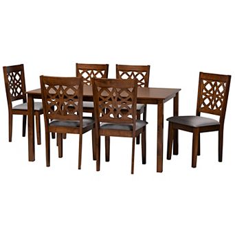 Baxton Studio Abigail 7 pc Dining Set with Decorative Chair Backs