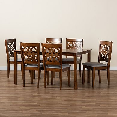 Baxton Studio Abigail 7-Piece Dining Set with Decorative Chair Backs