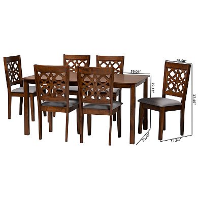 Baxton Studio Abigail 7-Piece Dining Set with Decorative Chair Backs