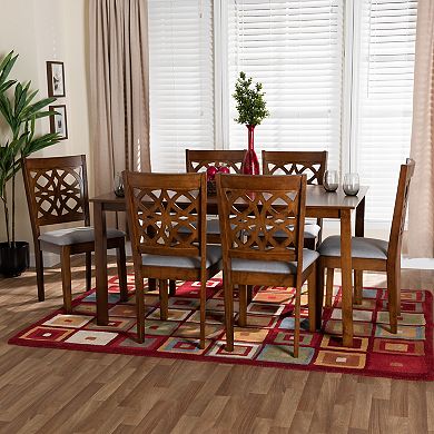 Baxton Studio Abigail 7-Piece Dining Set with Decorative Chair Backs
