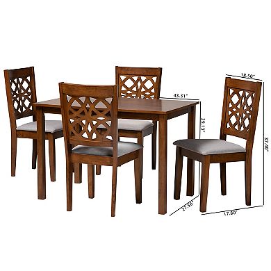 Baxton Studio Abigail 5-Piece Dining Set with Decorative Chair Backs