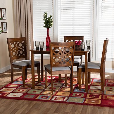 Baxton Studio Abigail 5-Piece Dining Set with Decorative Chair Backs