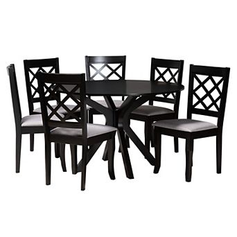 Baxton Studio Jana 7 pc Dining Set with X-Back Chairs